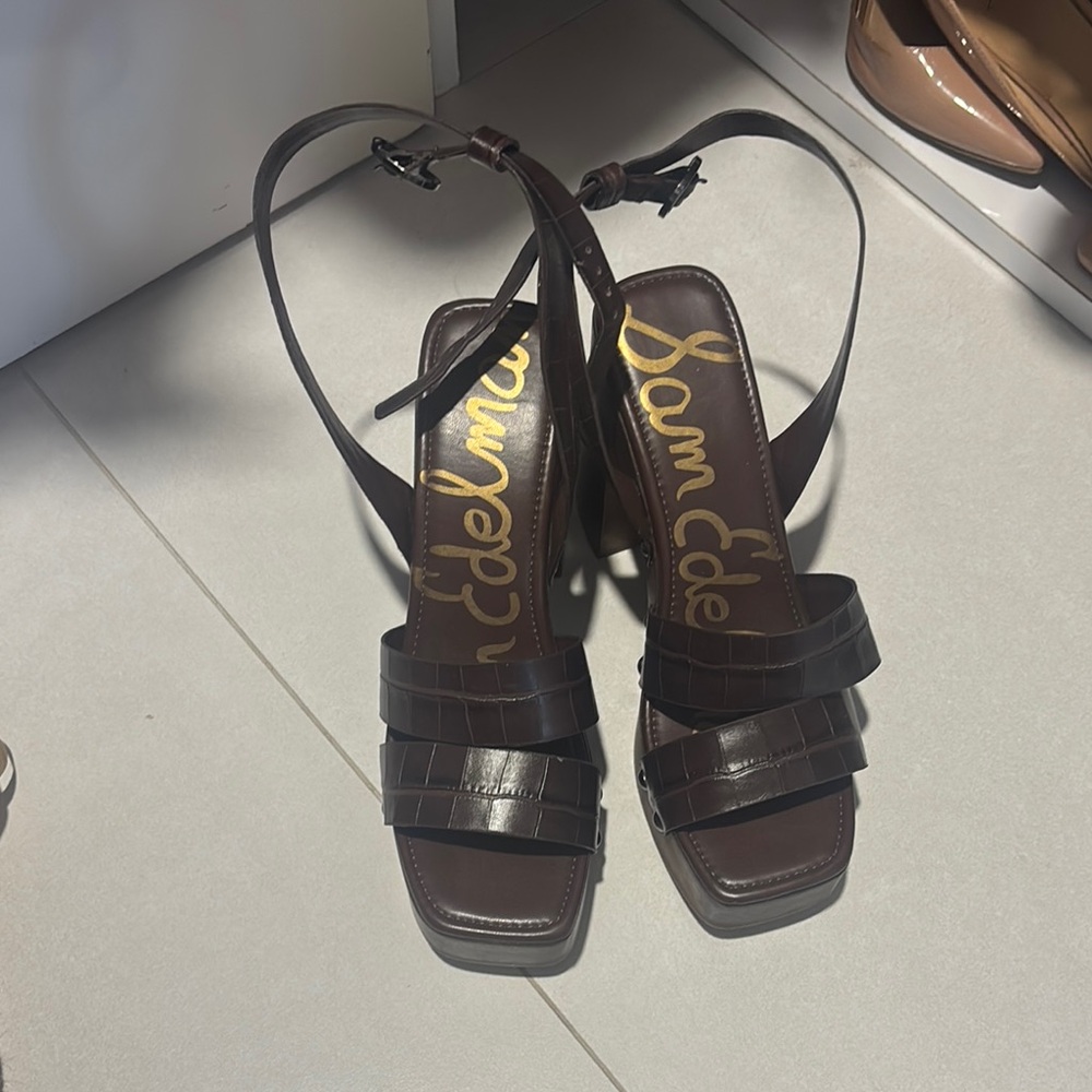Sam Edelman Brown Chunky Heel Sandals
